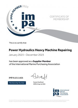 IMPA Certificate Supplier 2023 - Power Hydraulics Heavy Machine Repairing