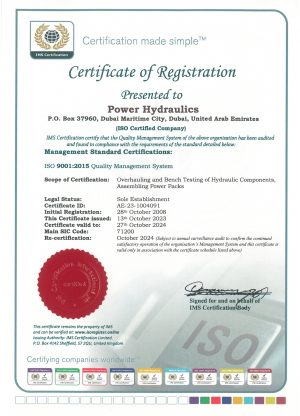 Power Hydraulics- Renewed Cert.